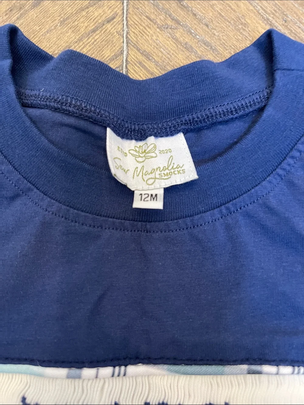 Sew Magnolia Smocks Navy and Light Blue Plaid Pant Set - Personalized 'Miles'